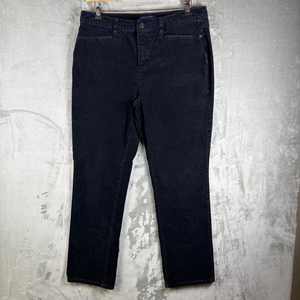 Talbots Womens Pants Corduroy Simply Flattering 5-Pocket Straight Leg‎ Black 12